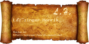 Lézinger Henrik névjegykártya